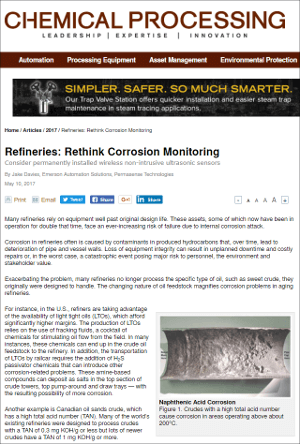 Chemical Processing- Refineries: Rethink Corrosion Monitoring