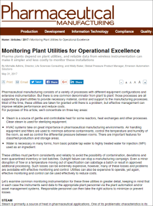 Pharmaceutical Manufacturing: Monitoring Plant Utilities for Operational Excellence